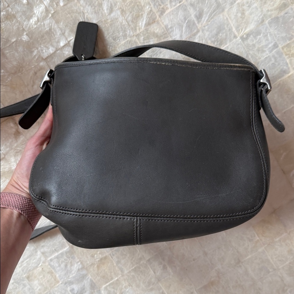 Coach Chelsea Vintage 6000 Gray Leather CrossBody Bag purse grey - Picture 6 of 13